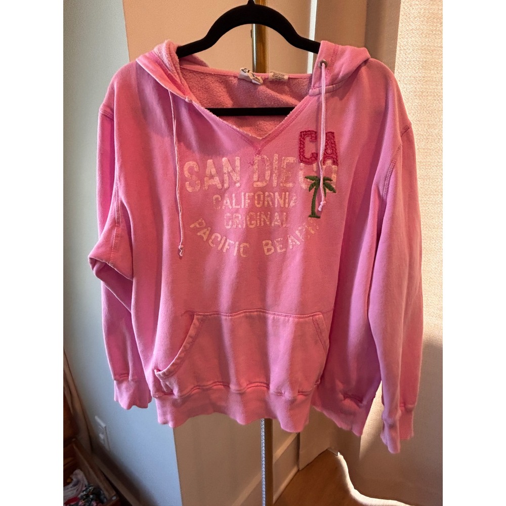 Blue 84 San Diego California Pacific Beach Pink V-Neck Hoodie Sweatshirt 2XL